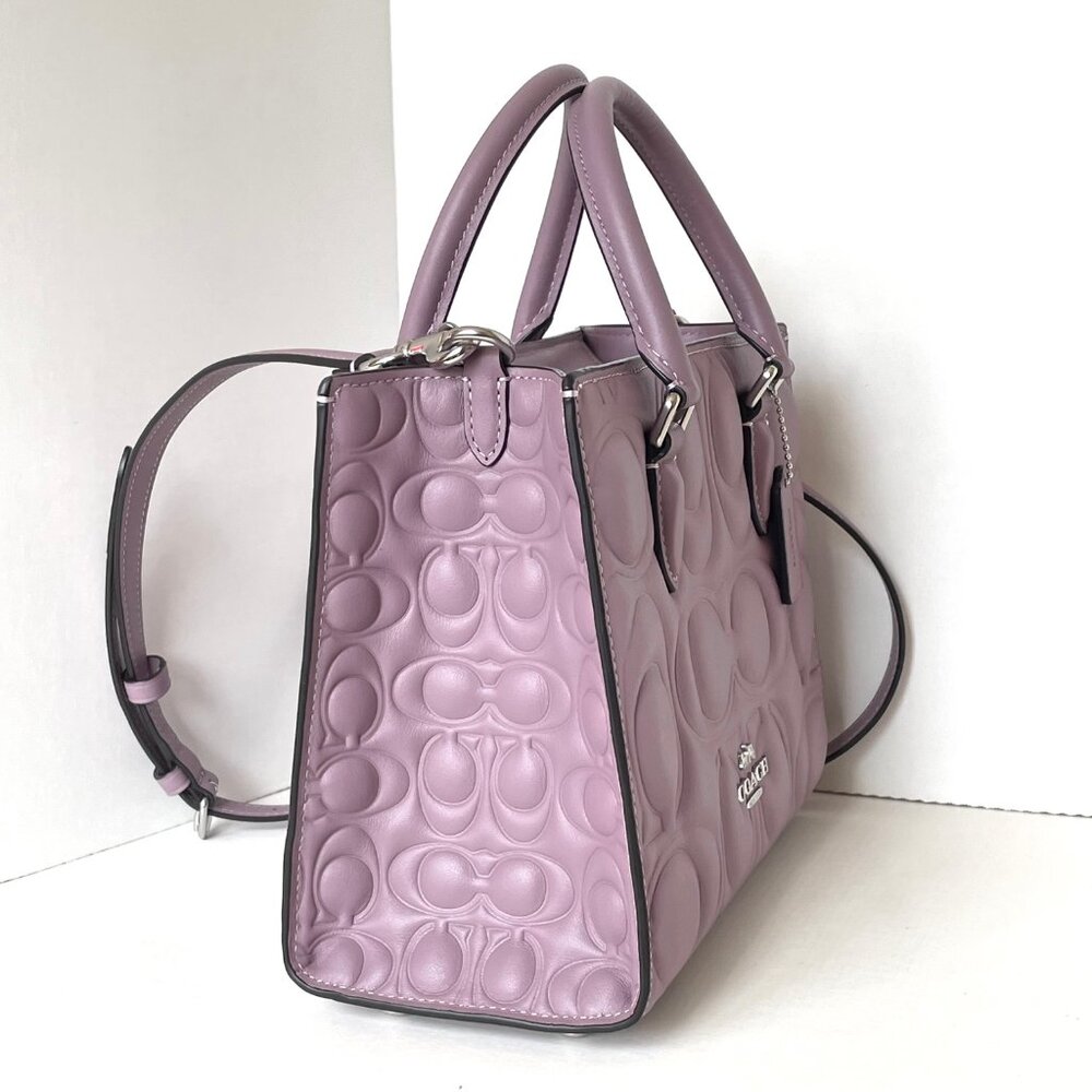 Coach Maggie Small Tote Jasmine Signature Leather Crossbody CY670 Purple - Picture 4 of 10